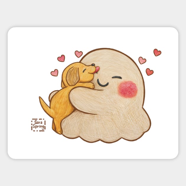 Puppy Kisses Magnet by Sara Spring